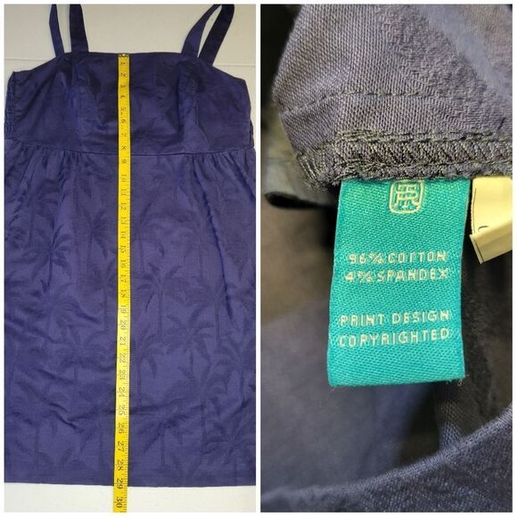 Tori Richard Slim Shady Irina Jacquard Palm Tree Print Mini Dress Navy - Picture 12 of 13